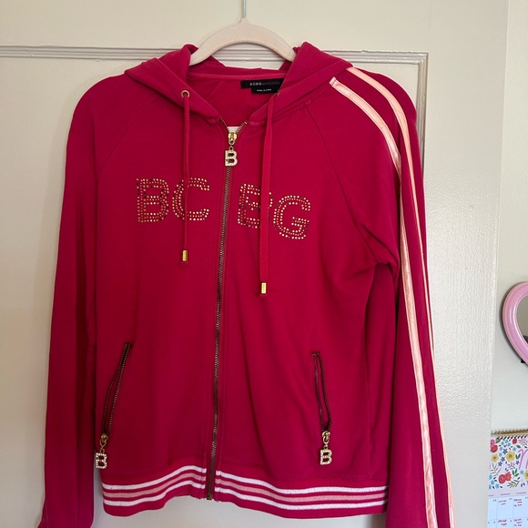 Tops - BCBG PINK BEDAZZLED ZIP UP size M